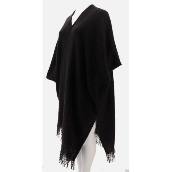 G Giuliana Black Label Duster-Length Cardigan Poncho 764-261 BLACK Missy OS - Picture 2 of 4
